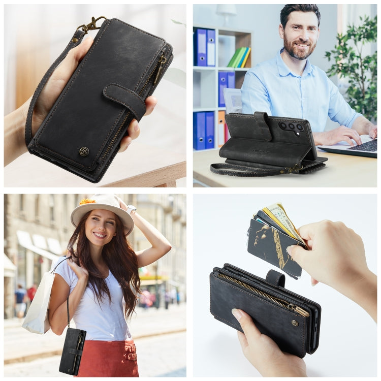For Samsung Galaxy S24+ 5G CaseMe C30 Card Slots Zipper Wallet Leather Phone Case(Black)