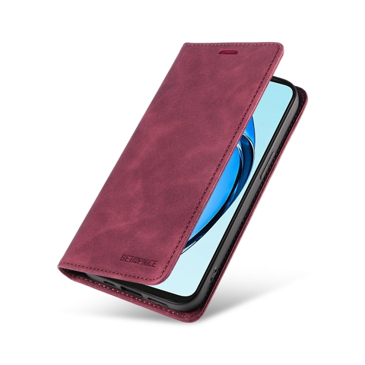 For OPPO A60 4G Global BETOPNICE Suction RFID Anti-theft Leather Phone Case(Wine Red)