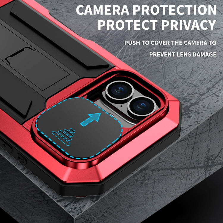 For iPhone 16 R-JUST Sliding Camera IP54 Life Waterproof Holder Phone Case(Red)