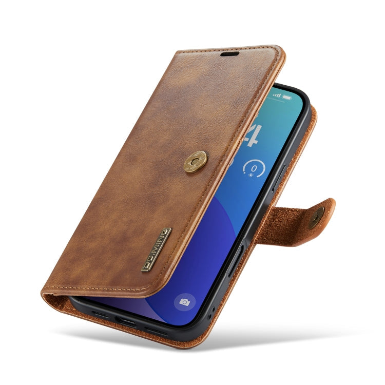 Pour iPhone 16 Pro Max Étui de téléphone en cuir magnétique détachable DG.MING Crazy Horse Texture (Marron)
