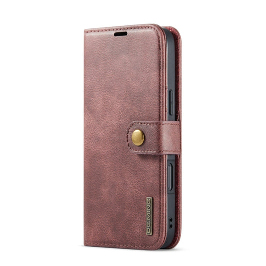 Pour iPhone 16 DG.MING Étui de téléphone en cuir magnétique détachable texture Crazy Horse (rouge)