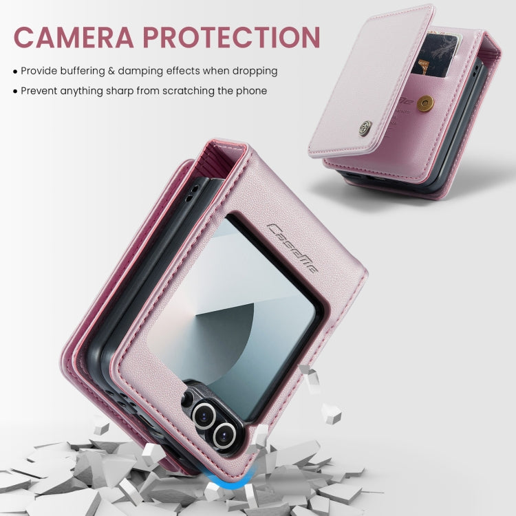 For Samsung Galaxy Z Flip6 / Flip7 FE CaseMe C22 PC+TPU Business Style RFID Anti-theft Leather Phone Case(Pink)