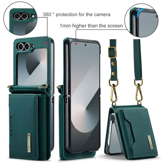 For Samsung Galaxy Z Flip6 DG.MING M2 Series Card Bag Magnetic Leather Phone Case(Green)