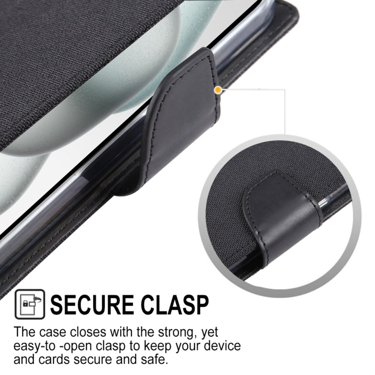For iPhone 15 Plus GOOSPERY CANVAS DIARY Fabric Texture Flip Leather Phone Case(Blue)