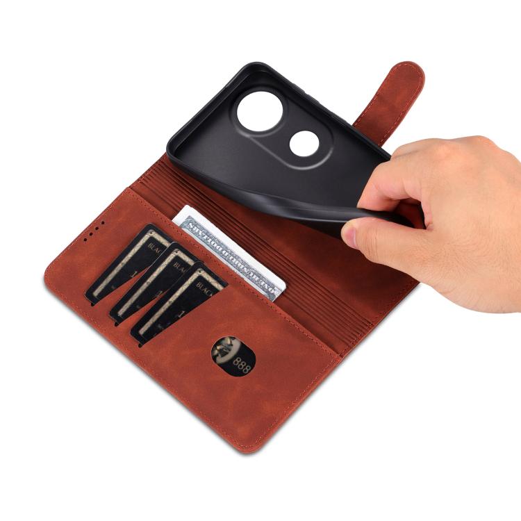 For vivo S20 AZNS Skin Feel Calf Texture Flip Leather Phone Case(Brown)