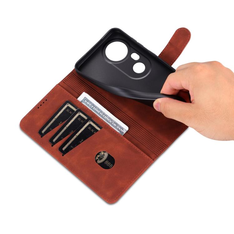 For vivo S20 Pro AZNS Skin Feel Calf Texture Flip Leather Phone Case(Brown)