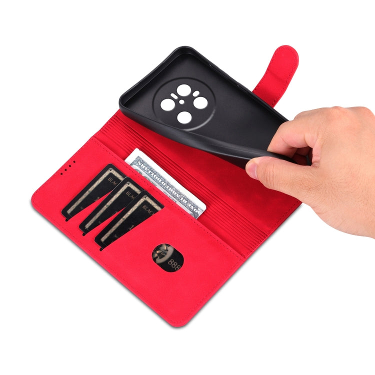 Pour Huawei Mate 70 AZNS Étui portefeuille en cuir texturé veau grainé (rouge)