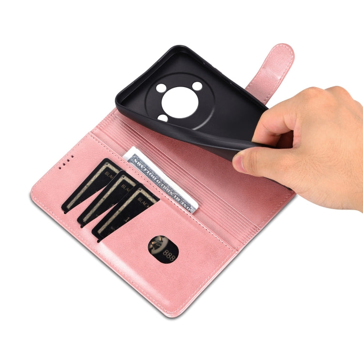 Étui de téléphone en cuir rabattable For Honor X60 AZNS avec texture en peau de veau (or rose)