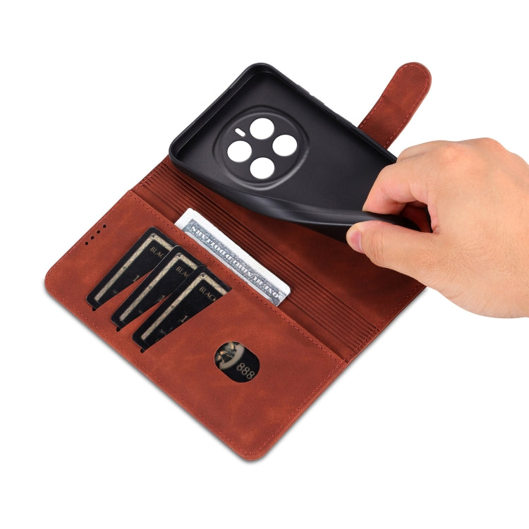 For Honor Magic7 AZNS Skin Feel Calf Texture Flip Leather Phone Case(Brown)