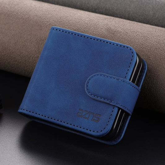 For Samsung Galaxy Z Flip7 FE / Flip6 AZNS Skin Feel Calf Texture Flip Leather Phone Case(Blue)