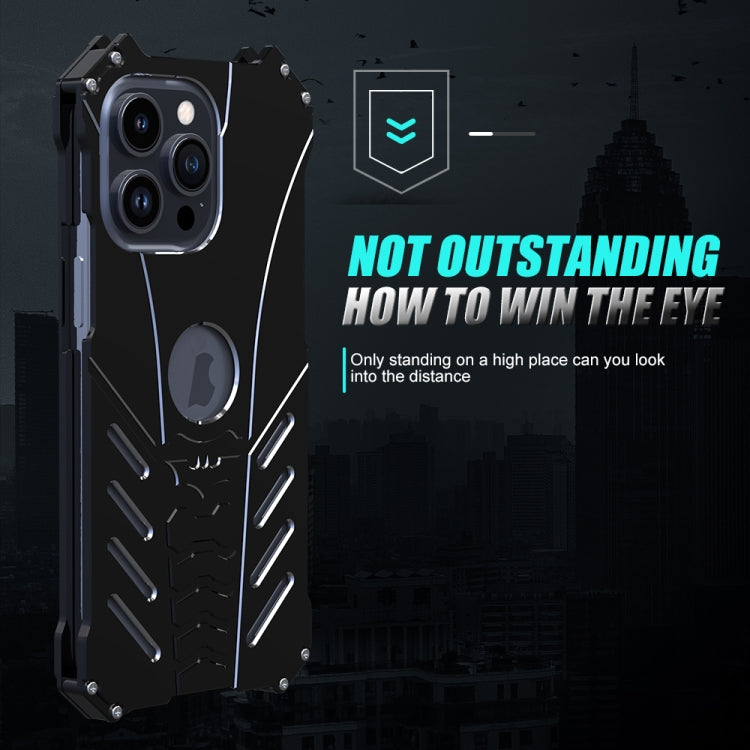 For iPhone 16 Pro R-JUST Batman Hollow Metal Phone Protective Case(Black)