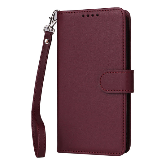 Pour iPhone 16 BETOPNICE BN-005 Étui de téléphone détachable 2 en 1 en similicuir véritable (Rouge vin)