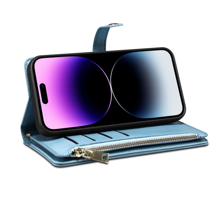 For Motorola Edge 50 Fusion ESEBLE Star Series Lanyard Zipper Wallet RFID Leather Case(Blue)