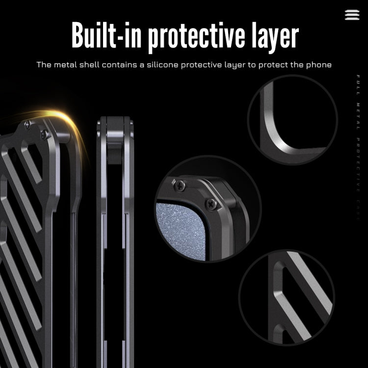 For iPhone 16 Pro Max R-JUST RJ-50 Hollow Breathable Armor Metal Phone Case(Space Grey)