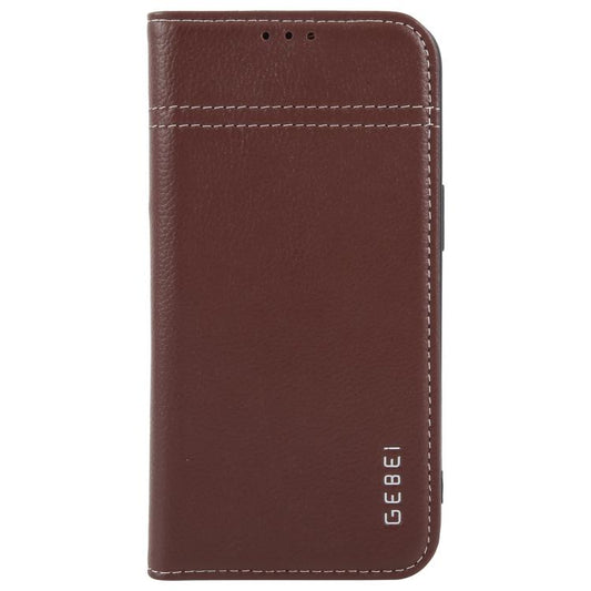 For iPhone 17e / 16e GEBEI Top-grain Horizontal Flip Leather Phone Case(Brown)