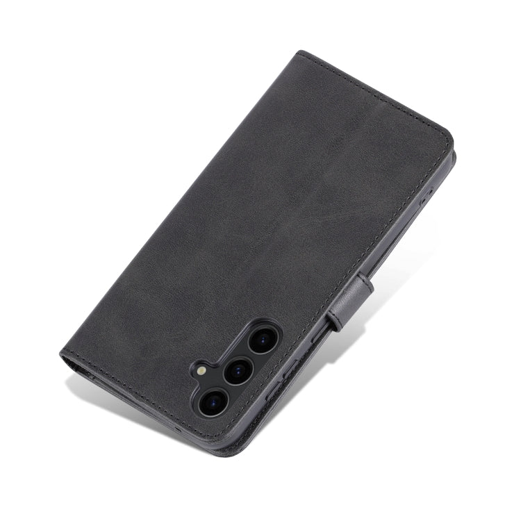 Pour Samsung Galaxy S24+ 5G AZNS Étui de téléphone en cuir rabattable avec texture de veau, toucher peau (noir)