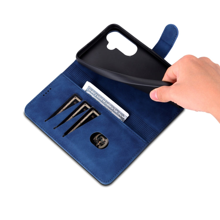 For Samsung Galaxy A35 5G AZNS Skin Feel Calf Texture Flip Leather Phone Case(Blue)