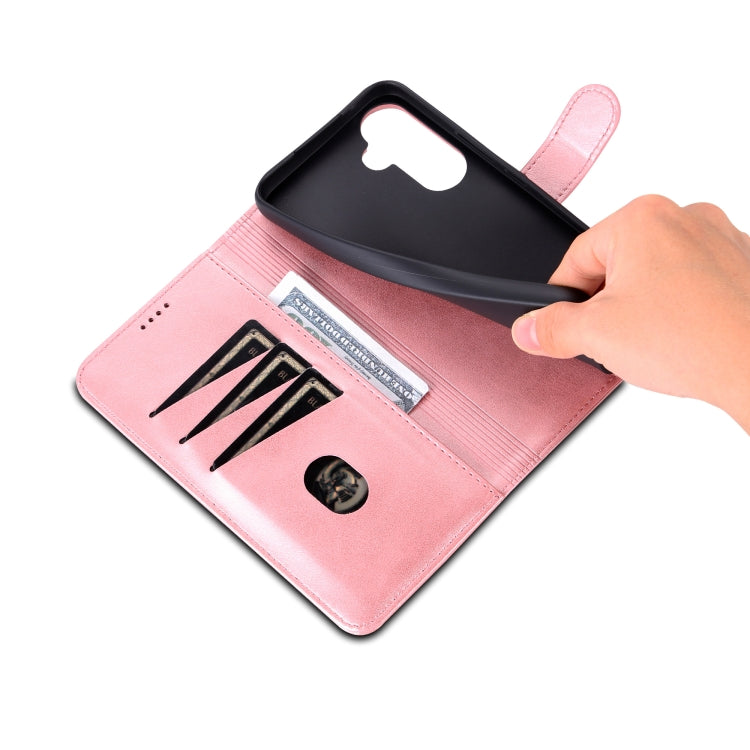 Pour Samsung Galaxy A35 5G AZNS Étui de téléphone en cuir à rabat texturé veau (toucher peau) (Rose Doré)
