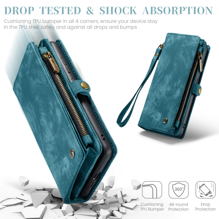 For Samsung Galaxy A55 5G CaseMe 008 Multifunctional Zipper Wallet Leather Phone Case with Lanyard(Blue)
