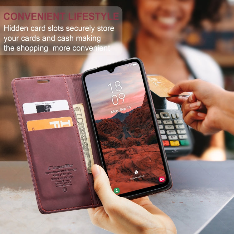 For Samsung Galaxy A05s CaseMe 013 Multifunctional Horizontal Flip Leather Phone Case(Wine Red)