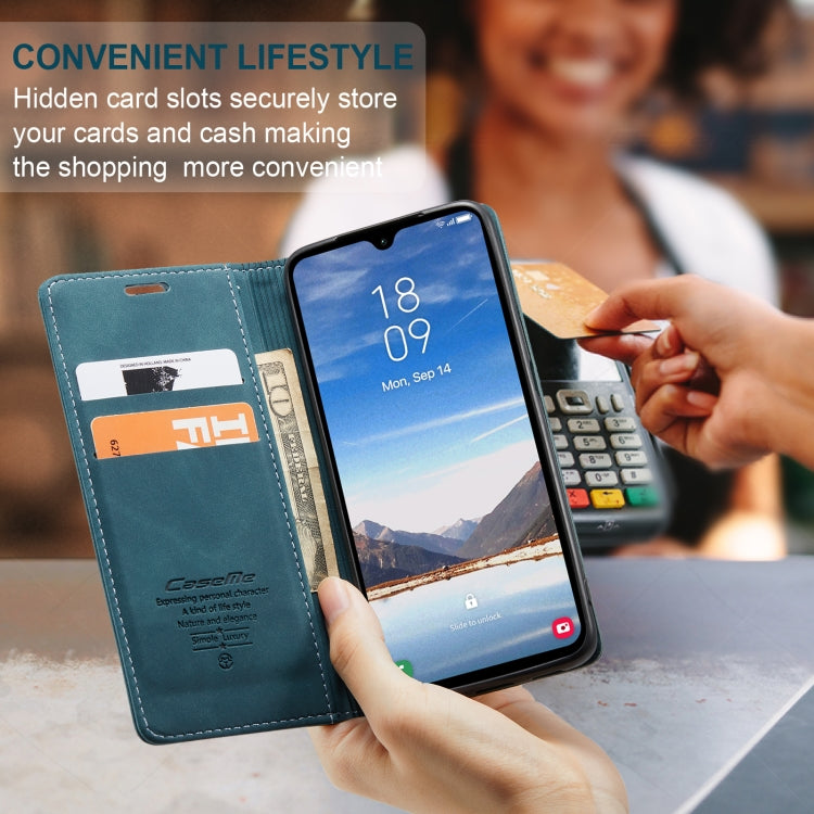 Pour Samsung Galaxy A05s CaseMe 013 Étui portefeuille multifonctionnel en cuir à rabat horizontal (Bleu)