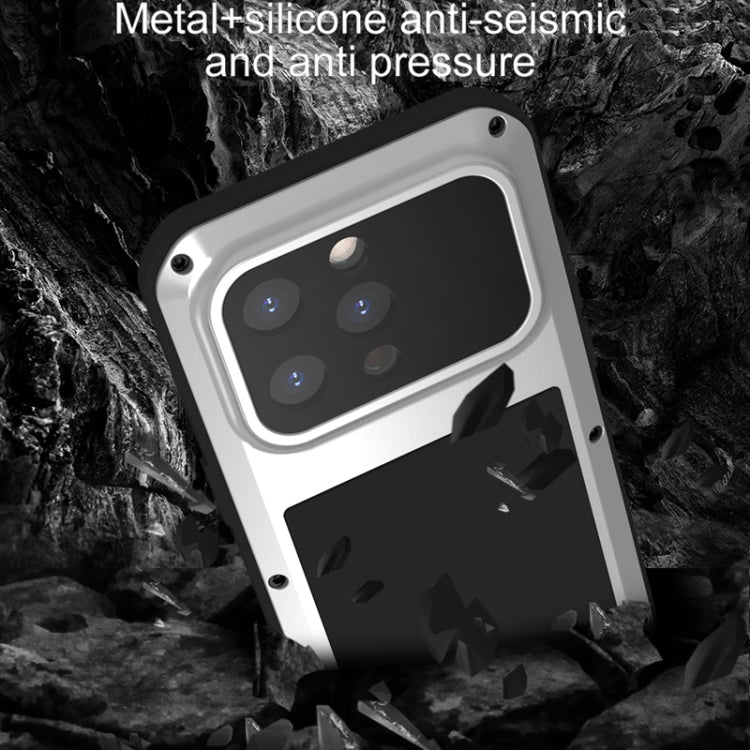 For iPhone 15 Pro LOVE MEI Metal Shockproof Life Waterproof Dustproof Phone Case(Army Green)