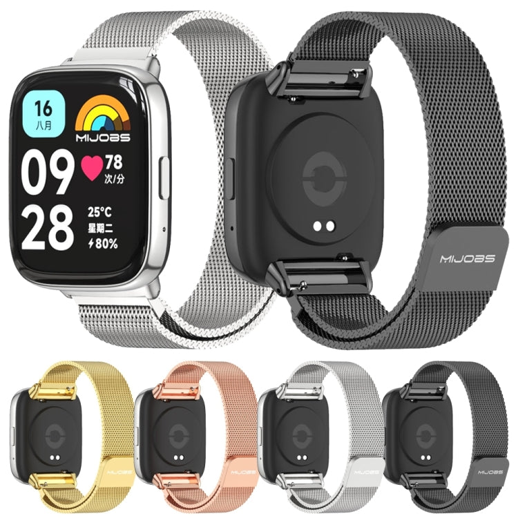 For Redmi Watch 3 Lite / Watch 3 Active Mijobs Milan Magnetic Metal Watch Band(Black)