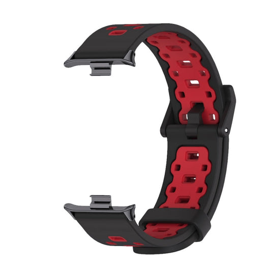 For Redmi Watch 6 / 5 / Xiaomi Band 9 Pro Mijobs Square Hole Breathable Silicone Watch Band(Black Red)