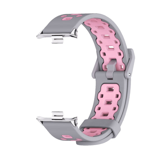 For Redmi Watch 6 / 5 / Xiaomi Band 9 Pro Mijobs Square Hole Breathable Silicone Watch Band(Grey Pink)