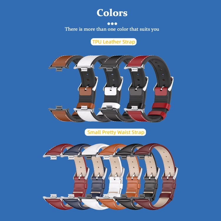 For Xiaomi Band 10 Pro / Redmi Watch 6 / 5 Mijobs Genuine Leather Slim Watch Band(Blue Silver)