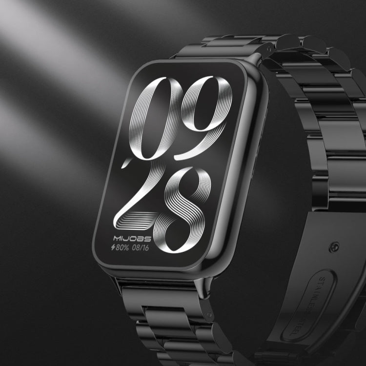 For Redmi Watch 6 / 5 / Xiaomi Band 9 Pro Mijobs Three Beads Stainless Steel Watch Band(Rose Gold)