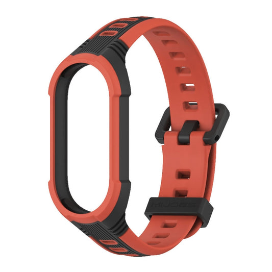 For Xiaomi Mi Band 8 MIJOBS Unibody Two Color Silicone Watch Band(Black Orange)