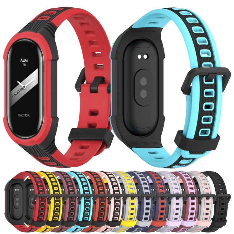 Pour bracelet de montre en silicone bicolore unibody MIJOBS Xiaomi Mi Band 8 (noir orange)