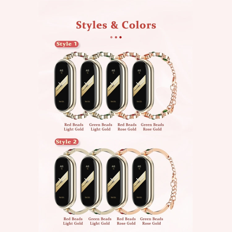 For Xiaomi Smart Band 10 / 9 / 8 Mijobs Ruyi Beauty Bracelet Watch Band(Rose Gold Red)