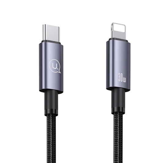 USAMS US-SJ662 Type-C To 8 Pin 30W Fast Charge Data Cable, Length: 1.2m(Black)