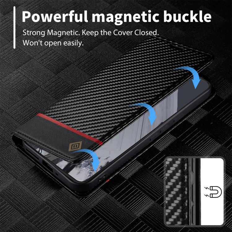 For Google Pixel 10 Pro XL LC.IMEEKE Carbon Fiber Leather Phone Case(Horizontal Black)