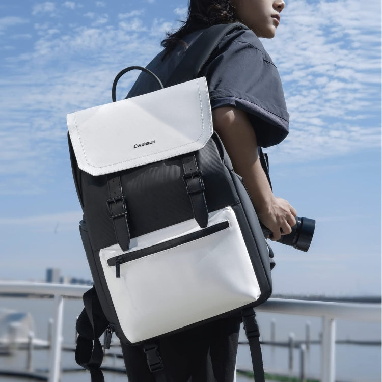 Cwatcun D79 Camera Backpack Multi-Functional Camera Dual Shoulders Bag, Size:40.5 x 28 x 17.5cm Small(Black White)