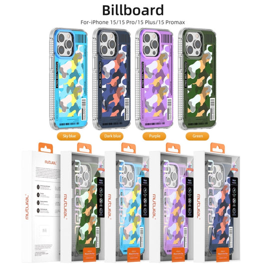 For iPhone 15 Pro Mutural Billboard Series Phone Case(Dark Blue)