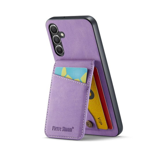 Pour Samsung Galaxy A13 5G Fierre Shann Crazy Horse Étui de Téléphone en PU avec Porte-Cartes (Violet)