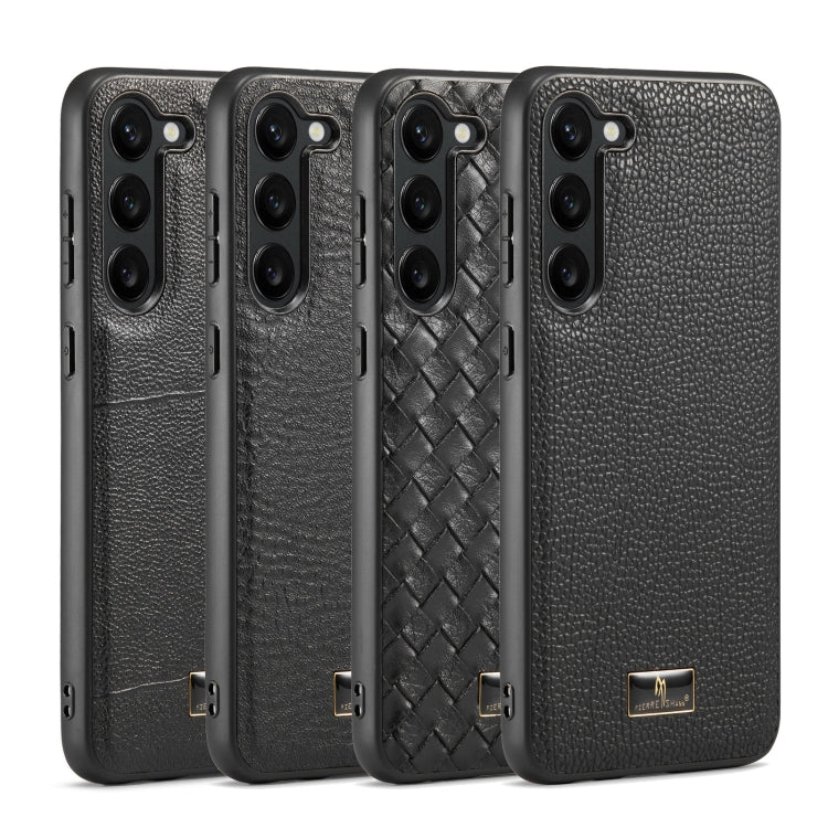 Pour Samsung Galaxy S24 5G Coque Arrière de Téléphone Effet Cuir Fierre Shann (Noir Peau de Vache)