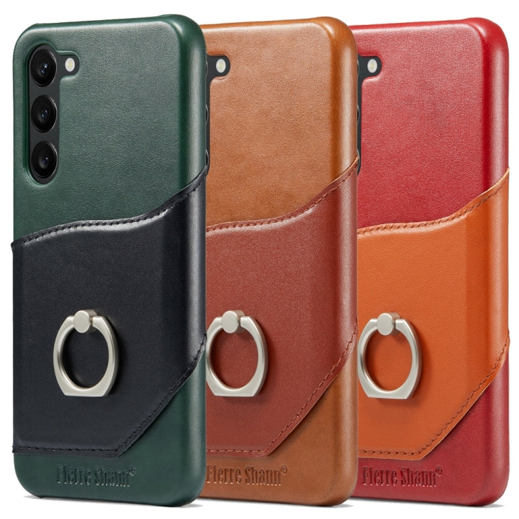 For Samsung Galaxy S24 5G Fierre Shann Oil Wax Texture Genuine Leather Back Phone Case(Black)