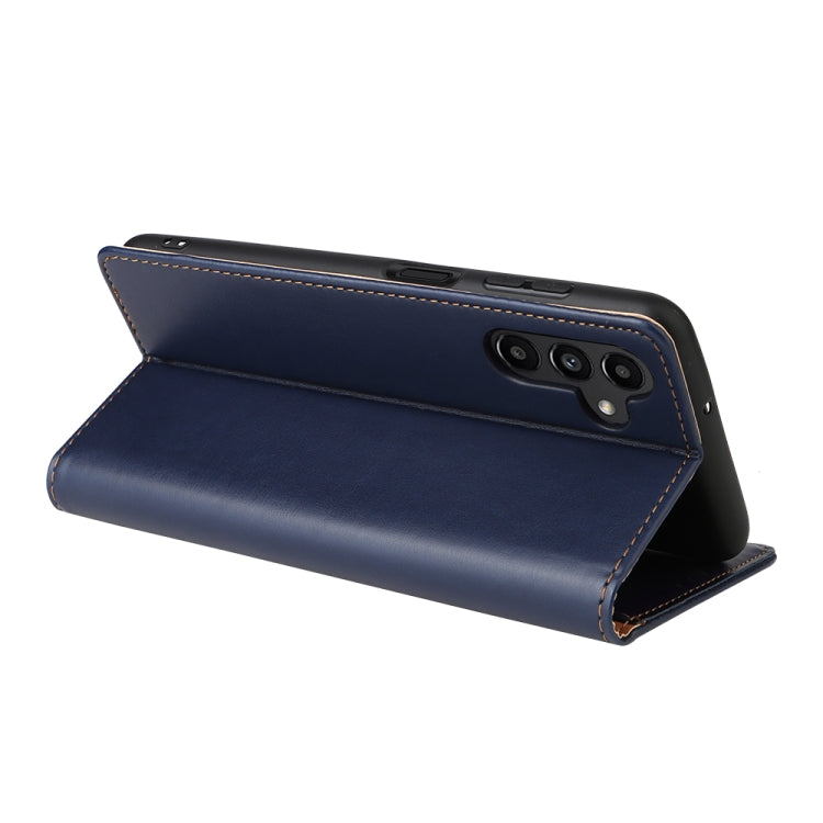 For Samsung Galaxy A15 5G Fierre Shann PU Genuine Leather Texture Phone Case(Blue)