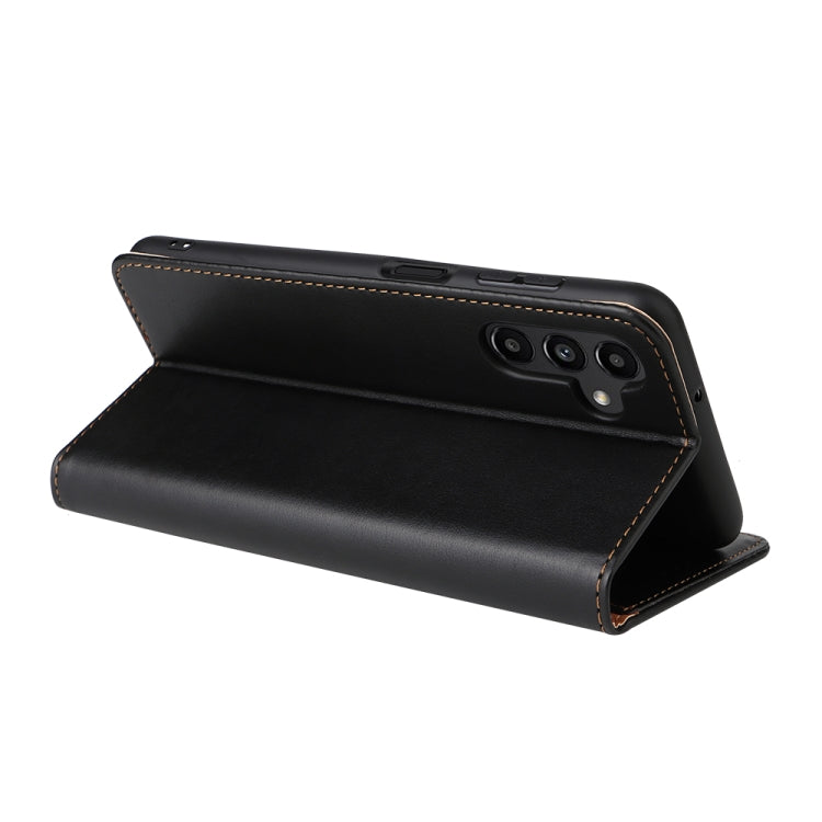 For Samsung Galaxy A15 5G Fierre Shann PU Genuine Leather Texture Phone Case(Black)