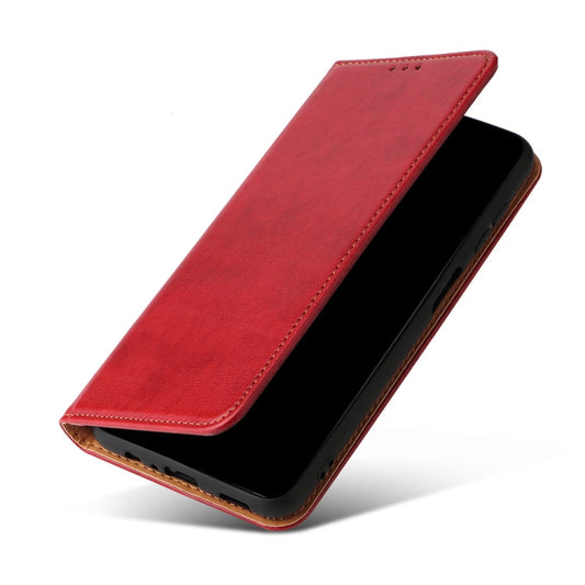 For Samsung Galaxy A55 5G Fierre Shann PU Genuine Leather Texture Phone Case(Red)