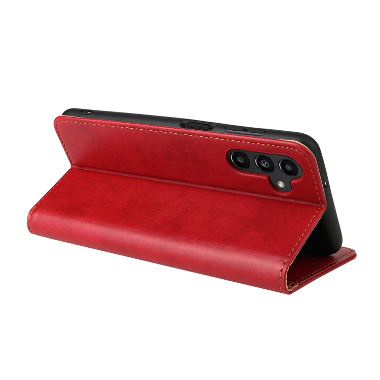 For Samsung Galaxy A55 5G Fierre Shann PU Genuine Leather Texture Phone Case(Red)