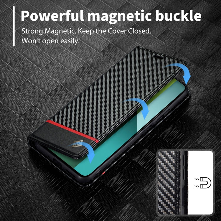 For Xiaomi Redmi 13C / Poco C65 LC.IMEEKE Carbon Fiber Texture Flip Leather Phone Case(Horizontal Black)