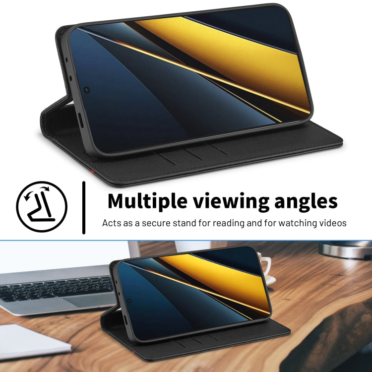 For Xiaomi Poco X6 Pro 5G LC.IMEEKE Carbon Fiber Texture Flip Leather Phone Case(Horizontal Black)