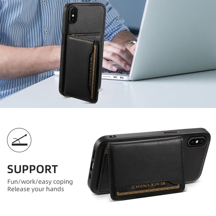 For iPhone X / XS Denior Cowhide Texture Leather MagSafe Detachable Wallet Phone Case(Black)