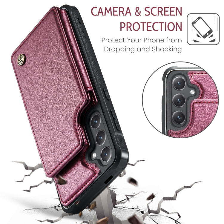 For Samsung Galaxy S24+ 5G CaseMe C22 PC+TPU Business Style RFID Anti-theft Leather Phone Case(Wine Red)