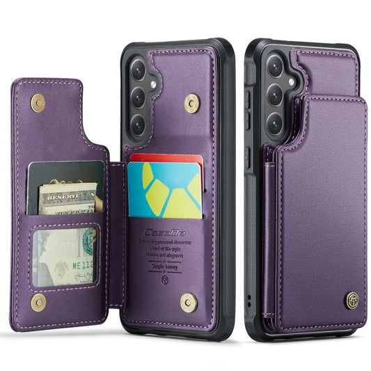 For Samsung Galaxy S24 5G CaseMe C22 PC+TPU Business Style RFID Anti-theft Leather Phone Case(Purple)